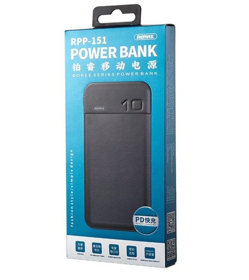 Remax RPP-151 Boree Series Power Bank 10000mAh QC 3.0 - Black