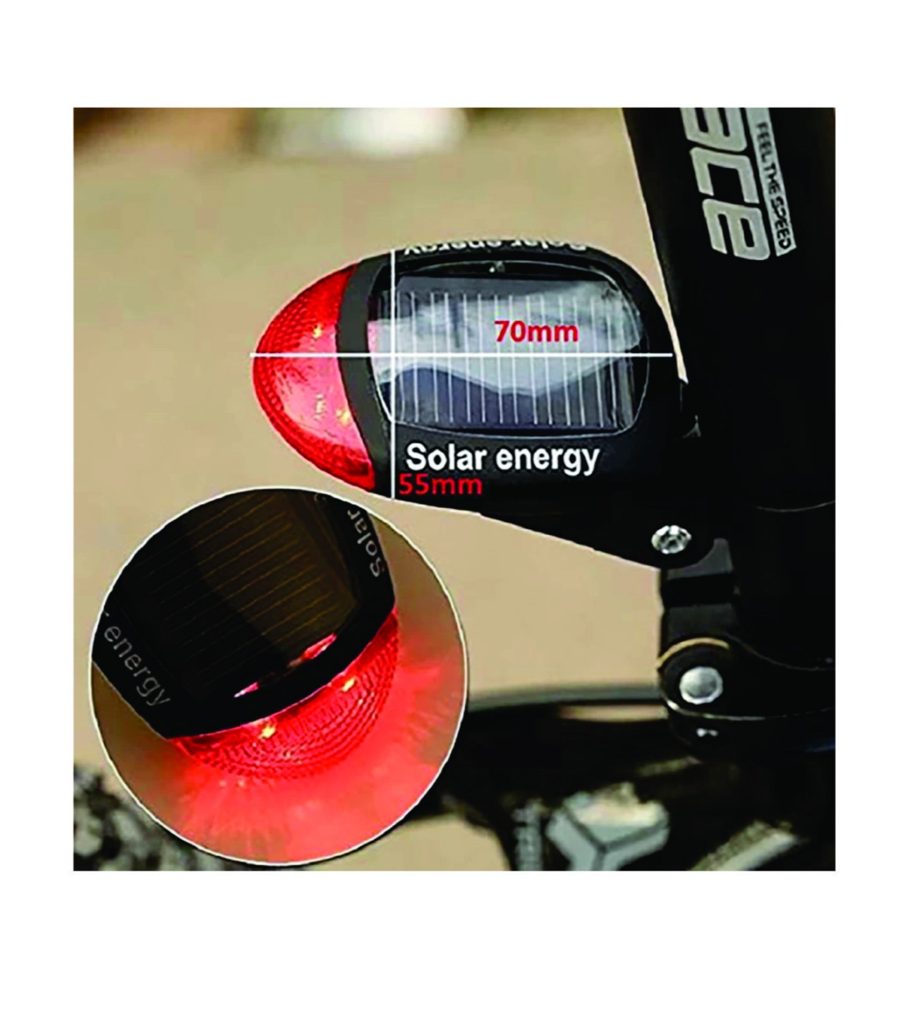 Solar Powered Bicycle Rear Light Seat Post Led Tail Light